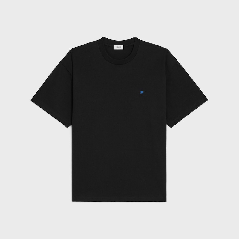 loose T-SHIRT IN cotton jersey - BLACK/BLUE DENIM -  - 1 | CELINE