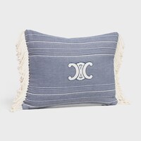 triomphe cushion in striped cotton - OFF WHITE / NAVY -  - 2 | CELINE