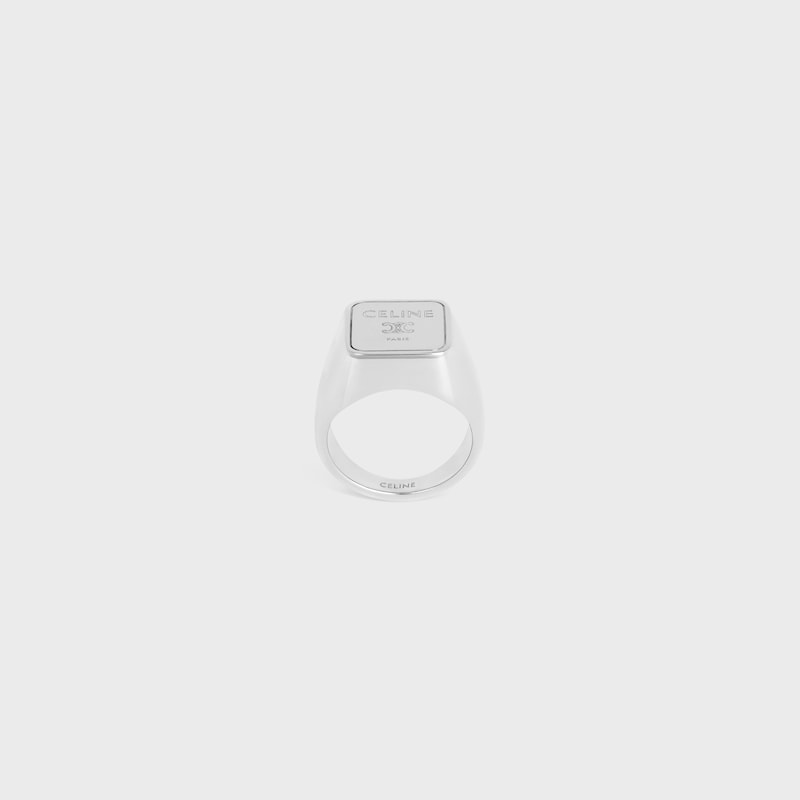Triomphe Square Signet Ring IN Brass with Rhodium Finish - SILVER -  - 1 | CELINE