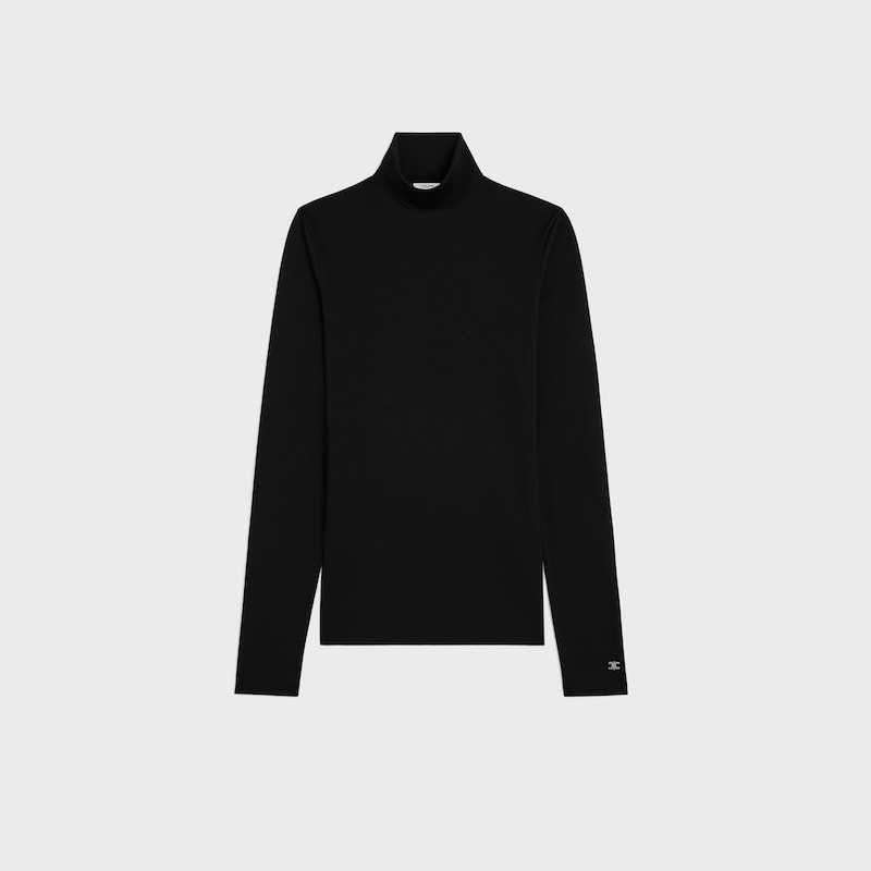 high neck top IN athletic cotton jersey - BLACK -  - 1 | CELINE
