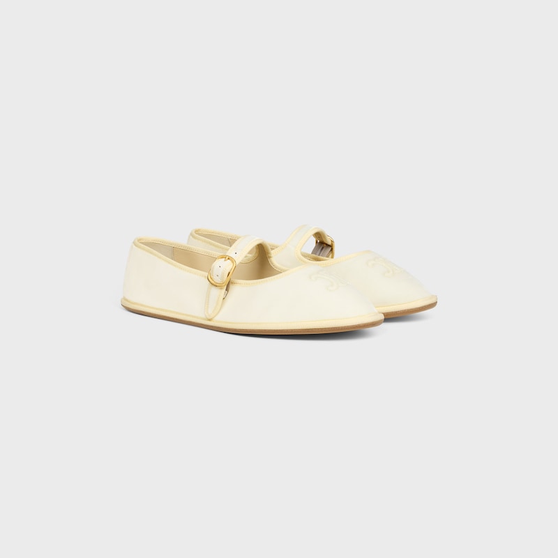 &Egrave;VE TRIOMPHE BALLERINA IN VELVET - ECRU -  - 1 | CELINE