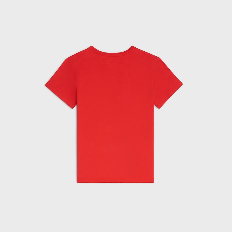 t-shirt IN RIBBED COTTON JERSEY - RED CYCLIST/OFF WHITE -  - 1 | CELINE