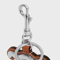 METAL TRIOMPHE KEYRING IN METAL AND CALFSKIN - TAN - NEW - 1 | CELINE