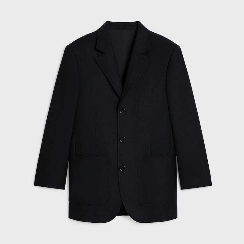 tailored jacket IN cashmere flannel - BLACK -  - 1 | CELINE