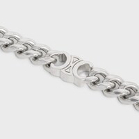 Triomphe Small Gourmette Bracelet in Brass with Rhodium Finish - SILVER -  - 2 | CELINE