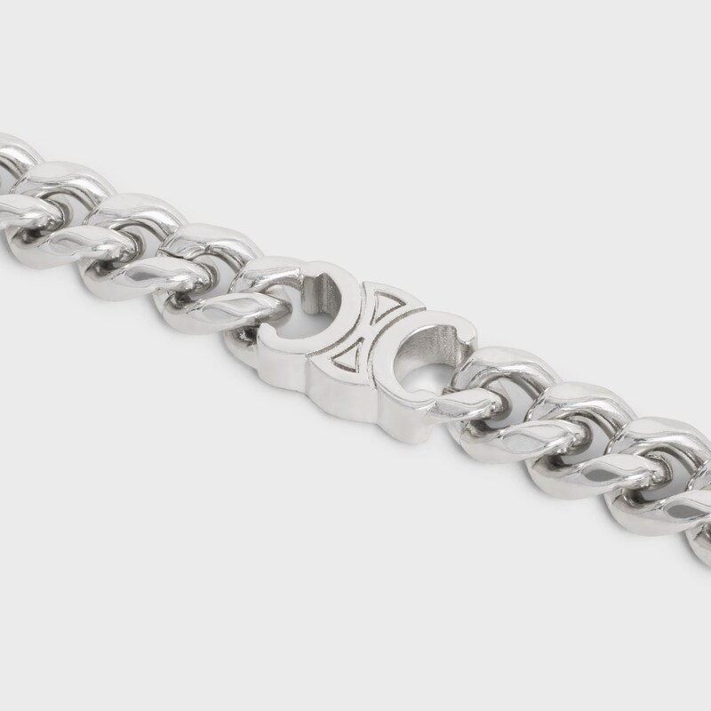 Triomphe Small Gourmette Bracelet em Latão com Acabamento em Ródio - PRATEADO - - 1 | CELINE