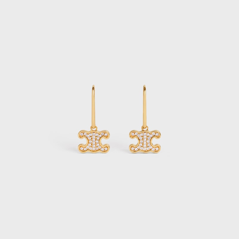 Triomphe Rhinestone Earrings in Brass with Gold Finish and Crystals - GOLD - FALL 24 - 1 | CELINE
