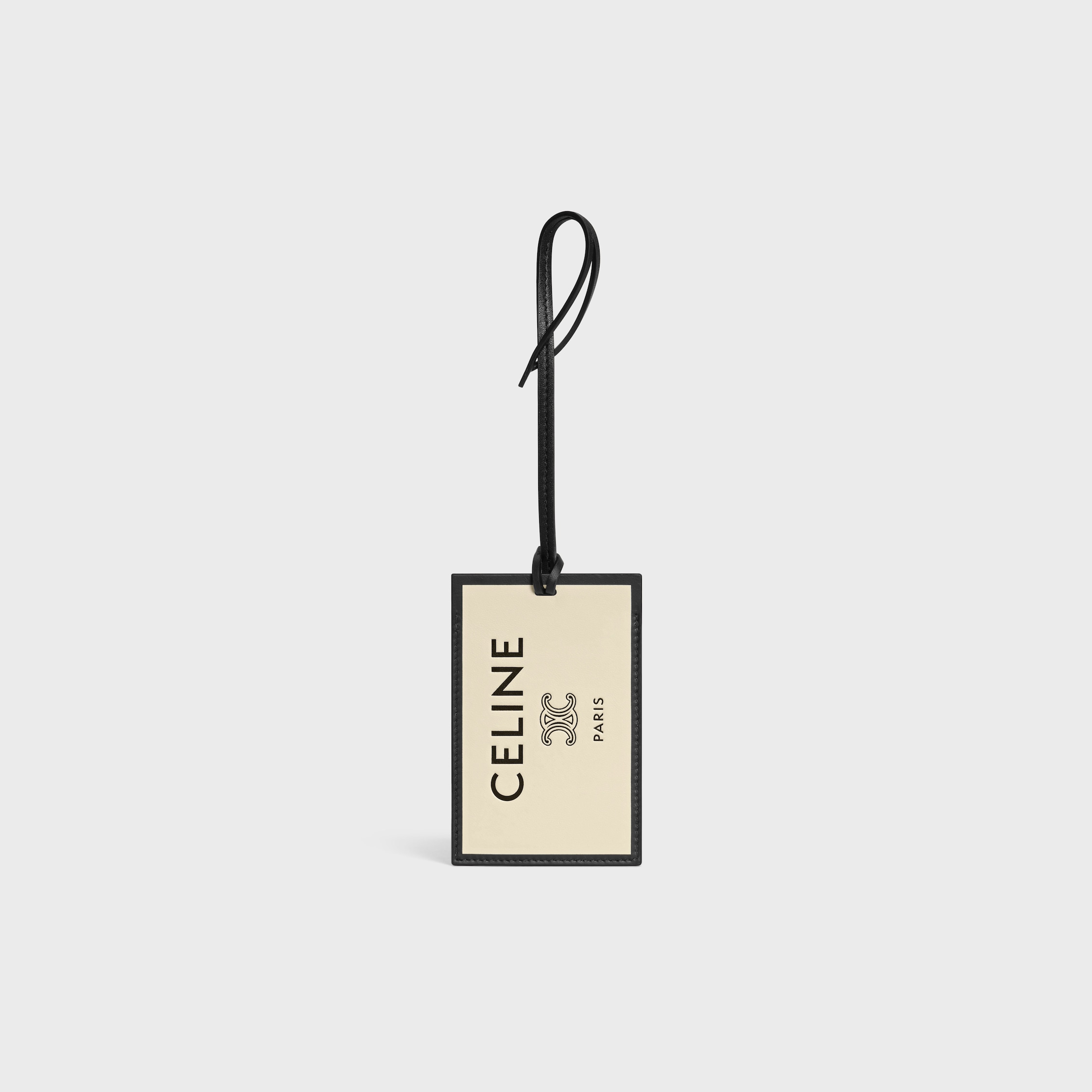 LUGGAGE TAG IN SMOOTH LAMBSKIN - BLACK / WHITE | CELINE