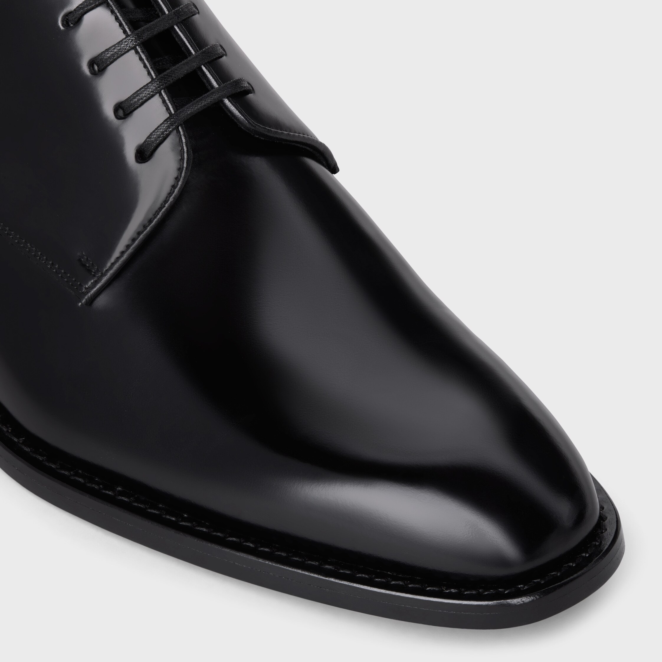 CELINE TUXEDO DERBY in POLISHED BULL - BLACK | CELINE