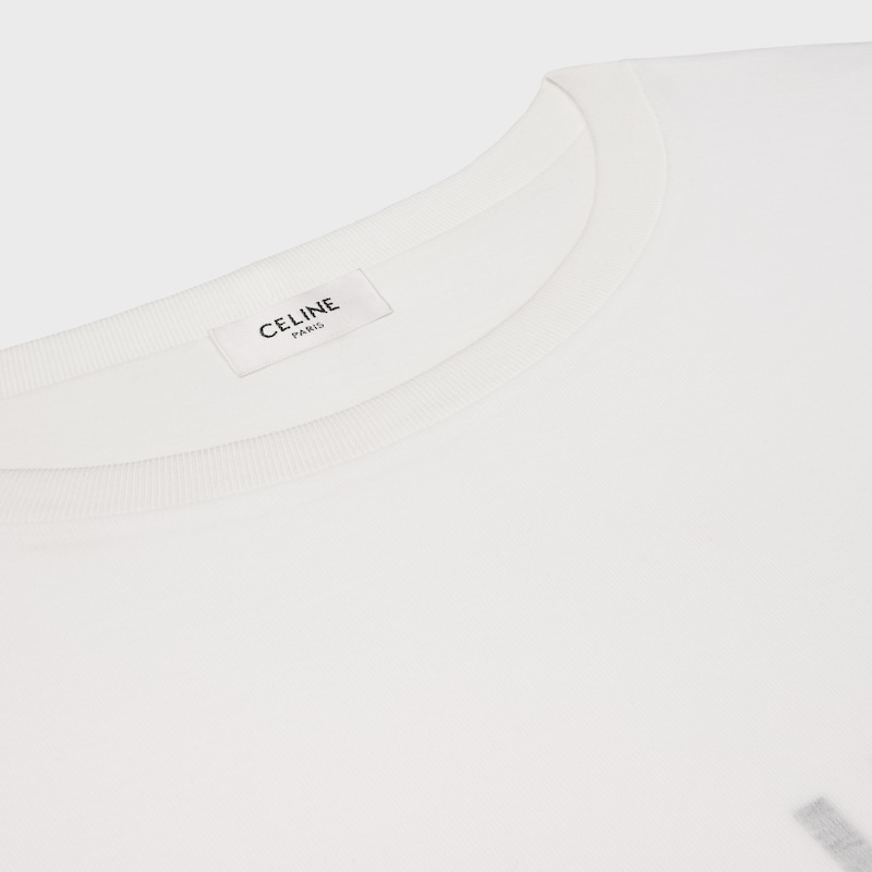 Camiseta dupla em jersey de algodão fino - OFF WHITE / PRETO - - 1 | CELINE