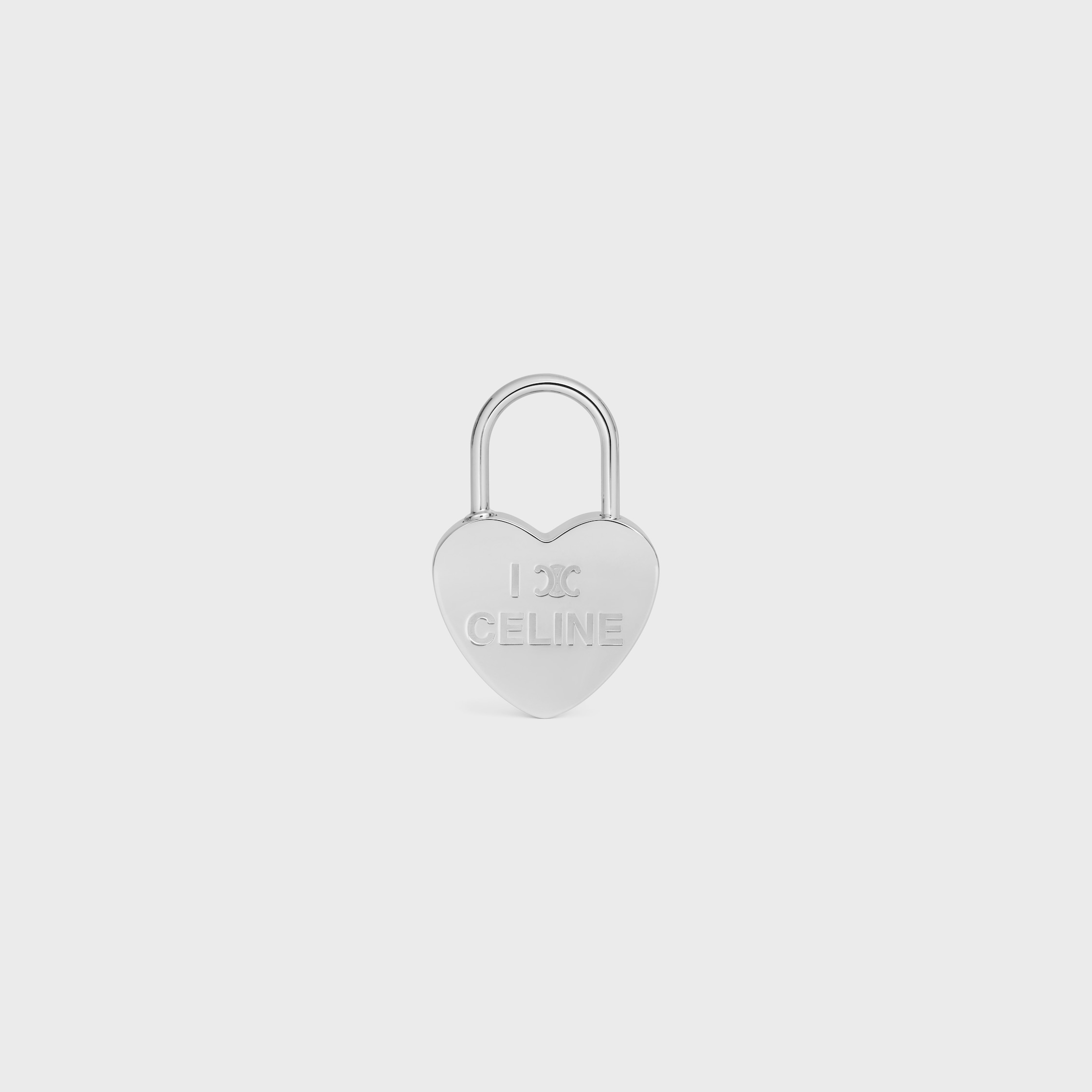 CHARMS HEART PADLOCK IN BRASS WITH RHODIUM FINISH - SILVER | CELINE