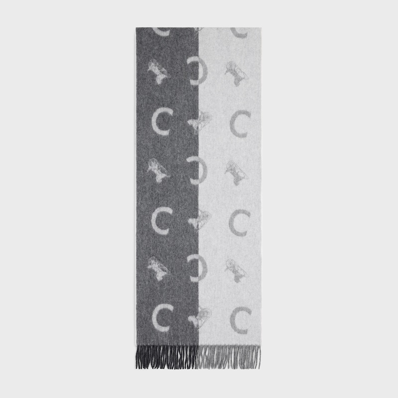BUFANDA DE LANA Y CACHEMIRA - GRIS/BLANCO -  - 1 | CELINE