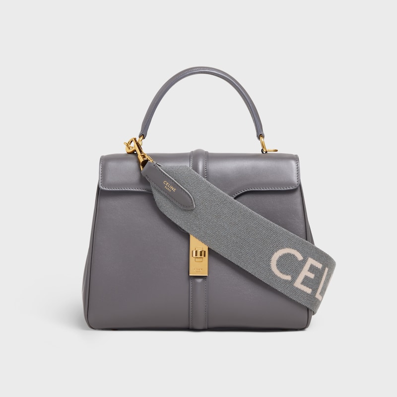 Short Strap in Wool with Celine jacquard - GREY / WHITE - BAG CHARMS - 1 | CELINE