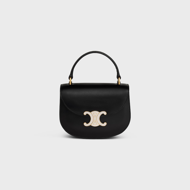 MINI CHAIN BESACE CLEA in SHINY CALFSKIN - BLACK - MORE LINES - 1 | CELINE