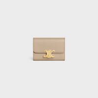 COMPACT WALLET WITH COIN TRIOMPHE in Shiny calfskin - CAPPUCCINO - TRIOMPHE - 1 | CELINE