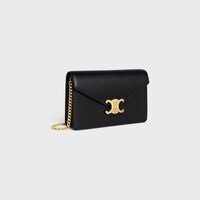 WALLET ON CHAIN MARGO IN Shiny calfskin - BLACK - WALLETS ON CHAIN - 2 | CELINE