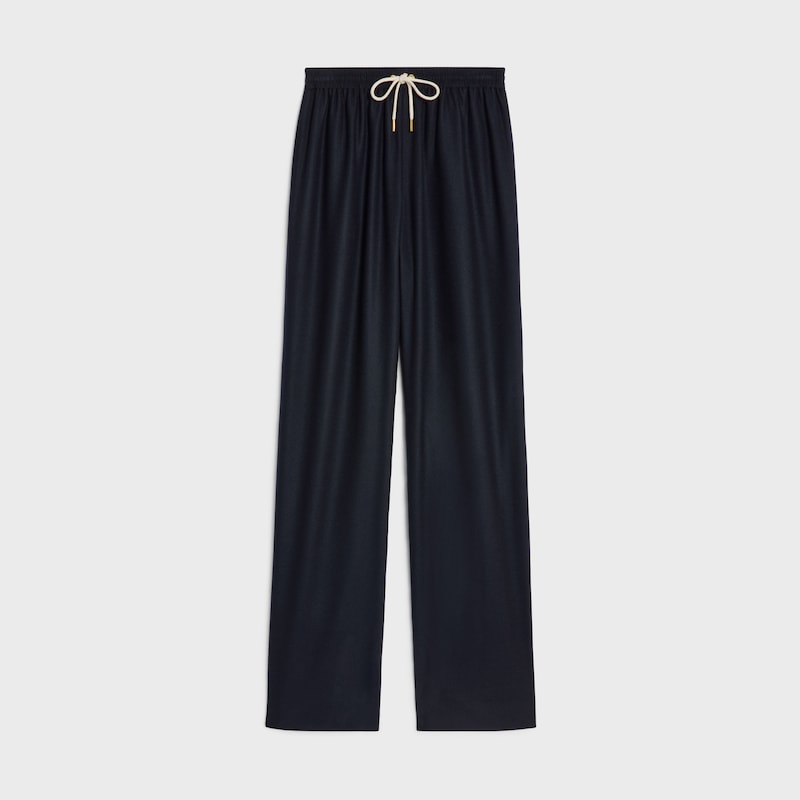 straight jogging pants in cashmere flannel - NAVY -  - 1 | CELINE