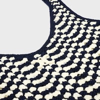 mini skater dress IN crochet cotton - ECRU / NAVY -  - 2 | CELINE