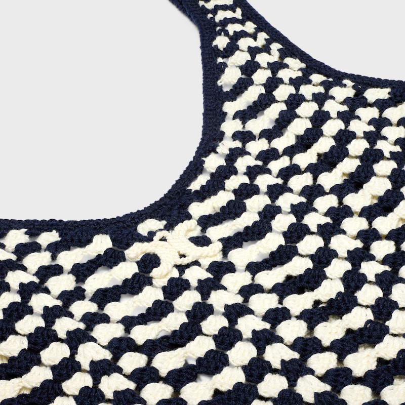 mini robe patineuse coton crochet - ECRU / NAVY -  - 1 | CELINE