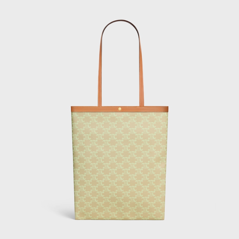 MEDIUM FLAT SHOPPER IN Triomphe Canvas - SANDCASTLE / SOFT LIME - NEW - 1 | CELINE