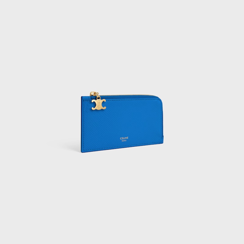 LONG ZIPPED CARD HOLDER IN GRAINED CALFSKIN - ULTRA BLUE - COIN AND CARD HOLDERS - 1 | CELINE