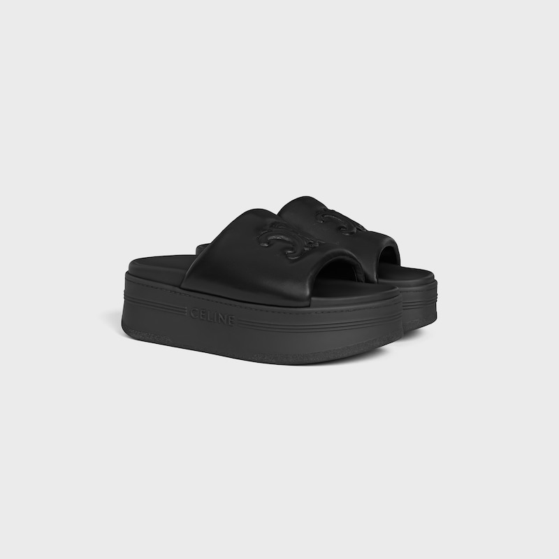 CELINE BLOCK SLIDE WITH TRIOMPHE IN LAMBSKIN - BLACK -  - 1 | CELINE