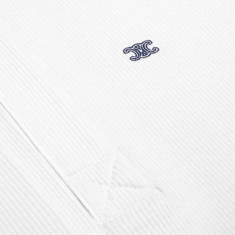 polo shirt IN ribbed cotton and silk - OFF WHITE / NAVY -  - 1 | CELINE