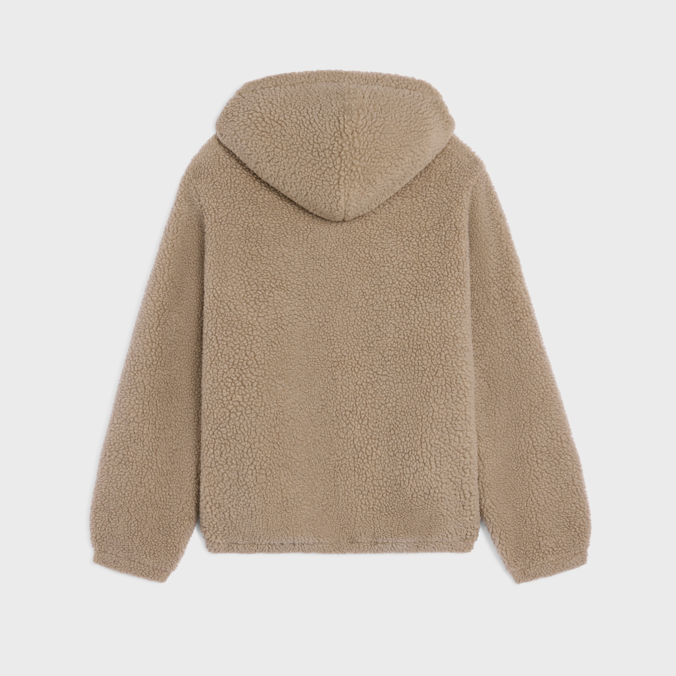 hooded jacket IN WOOL AND COTTON FLEECE - BEIGE / BLACK | CELINE