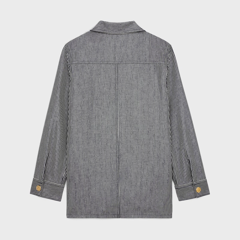 chaqueta safari de algod&oacute;n a rayas hickory - LAVADO SIN REMATAR -  - 1 | CELINE