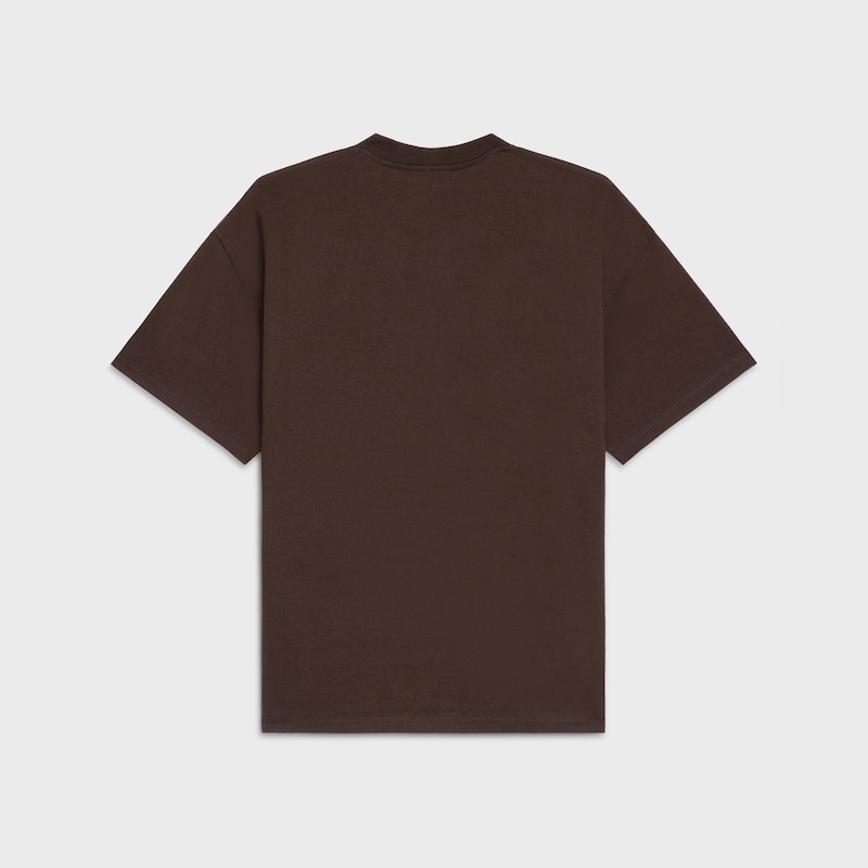 T-SHIRT IN cotton jersey - DARK BROWN / YELLOW -  - 1 | CELINE