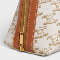 LARGE COSMETIC POUCH IN TRIOMPHE CANVAS AND CALFSKIN - WHITE - TRAVEL - 1 | CELINE