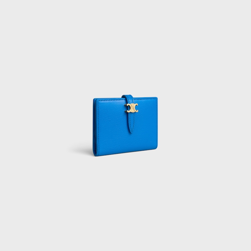 BI-FOLD CARD HOLDER TRIOMPHE PONTET IN GOATSKIN - ULTRA BLUE - COIN AND CARD HOLDERS - 1 | CELINE