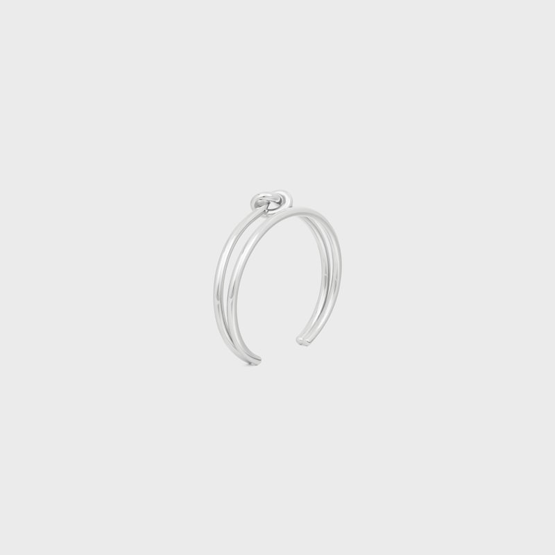 Knot Double Cuff in Brass with Rhodium Finish - SILVER -  - 1 | CELINE