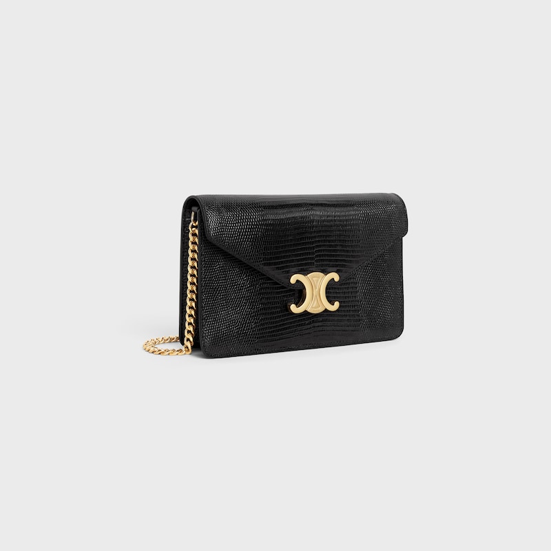 WALLET ON CHAIN MARGO in lizard - BLACK - HAND-PICKED GIFTS - 1 | CELINE