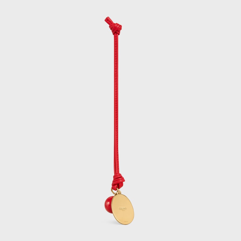 MAISON CELINE MEDALLION CHARM IN SMOOTH LAMBSKIN AND METAL - ULTRA RED - BAG CHARMS - 1 | CELINE