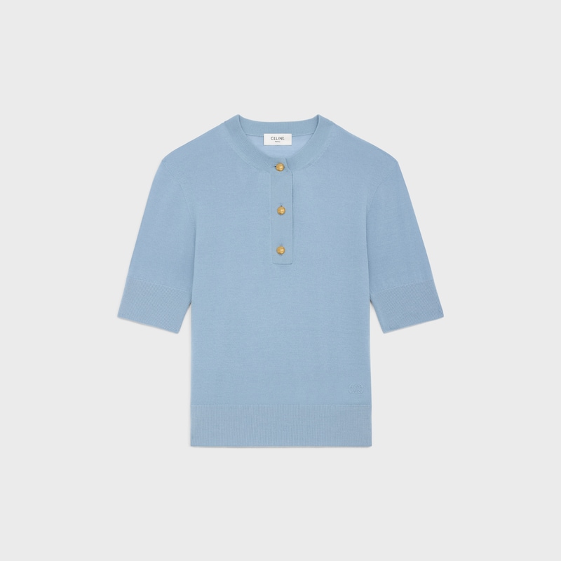 jersey con cuello redondo triomphe de lana fina - CELESTE -  - 1 | CELINE