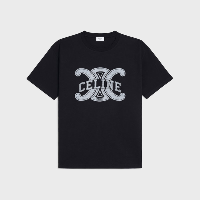 loose t-shirt IN cotton jersey - BLACK / WHITE -  - 1 | CELINE