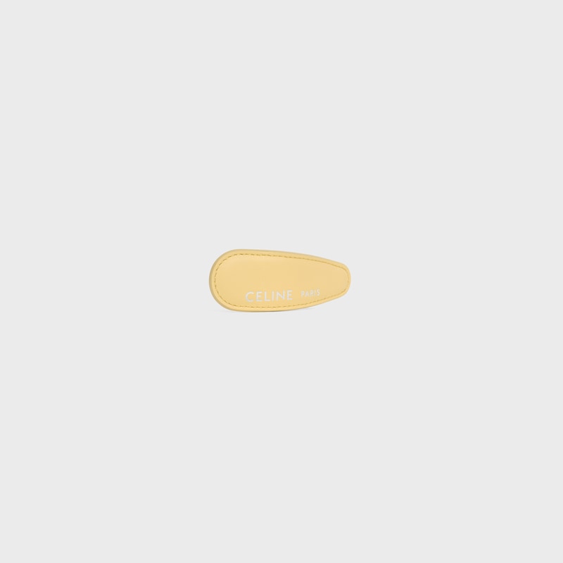 CELINE LARGE HAIR CLIP IN LAMBSKIN, BRASS WITH GOLD FINISH AND STEEL - PALE YELLOW / SILVER - HAIR ACCESSORIES - 1 | CELINE