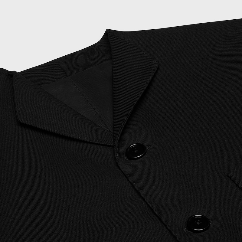 wing collar jacket in diagonal wool - BLACK -  - 1 | CELINE