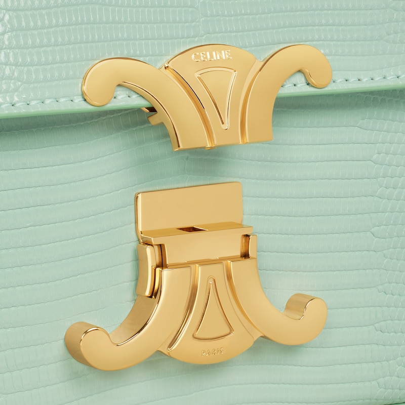 蜥蝪皮CLAUDE飾鍊肩揹袋 - 綠灰色 - CLAUDE - 1 | CELINE