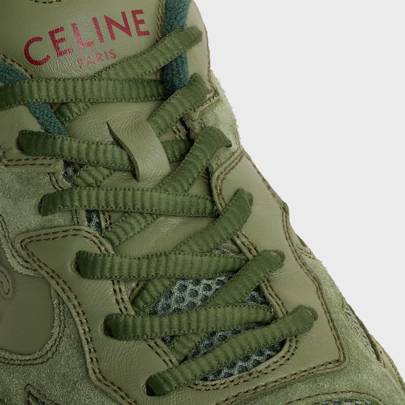RUNNER SNEAKER IN CALFSKIN, SUEDE CALFSKIN AND MESH - KHAKI -  - 1 | CELINE