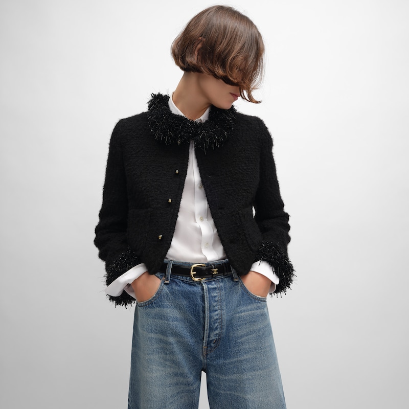 veste chelsea natté cachemire laine - Noir -  - 1 | CELINE