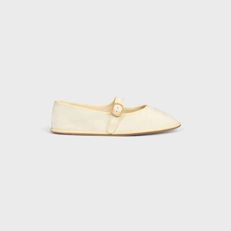 &Egrave;VE TRIOMPHE BALLERINA IN VELVET - ECRU -  - 1 | CELINE