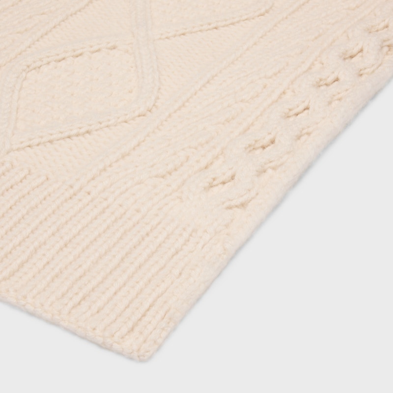 triomphe scarf in aran cashmere and wool - OFF WHITE -  - 1 | CELINE