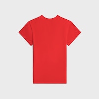 regular t-shirt IN RIBBED COTTON JERSEY - RED CYCLIST/OFF WHITE -  - 2 | CELINE