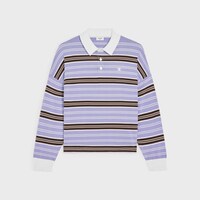 polo sweater IN striped cotton - LILAC/BROWN/ECRU -  - 1 | CELINE