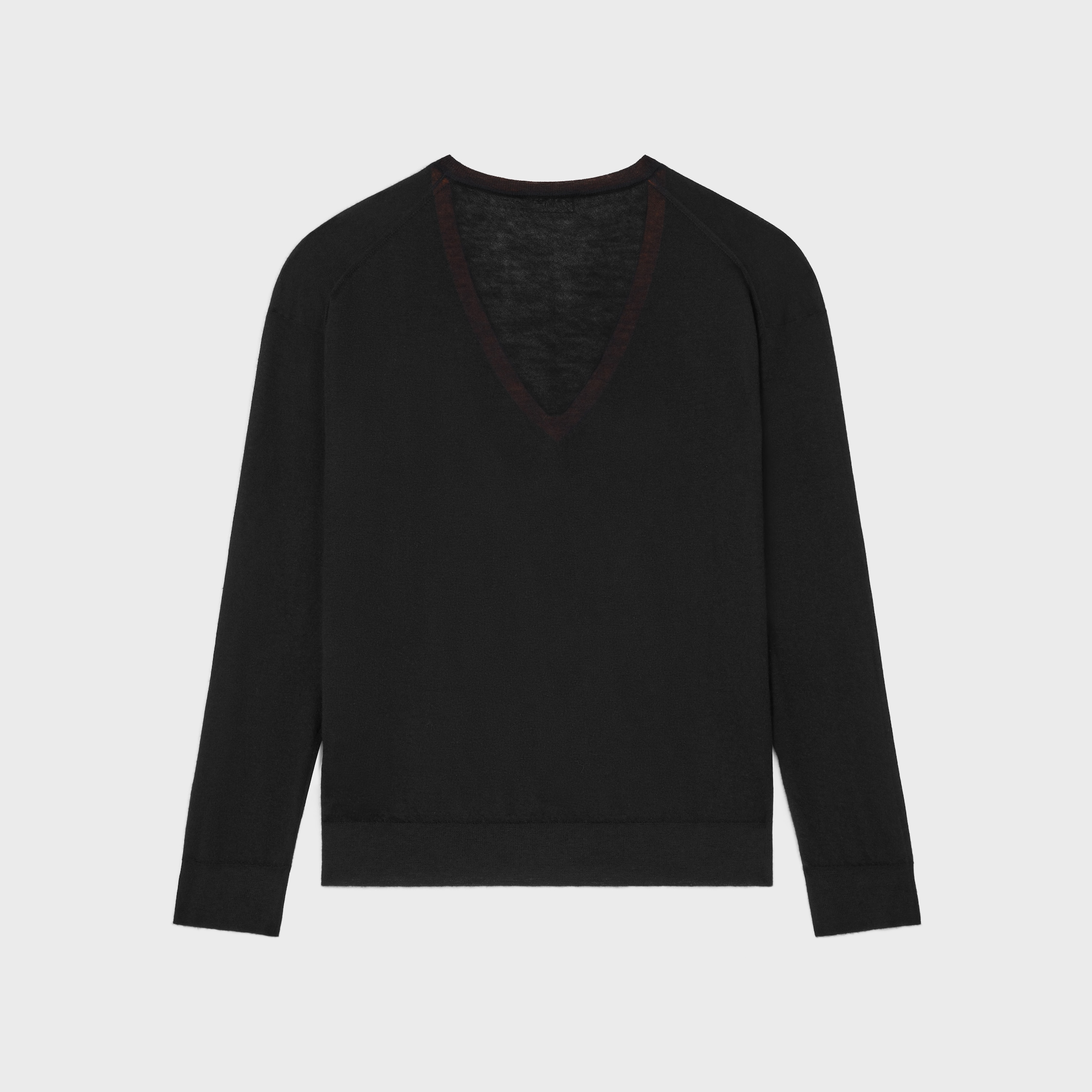 v-neck sweater IN cashmere - BLACK/ORANGE | CELINE