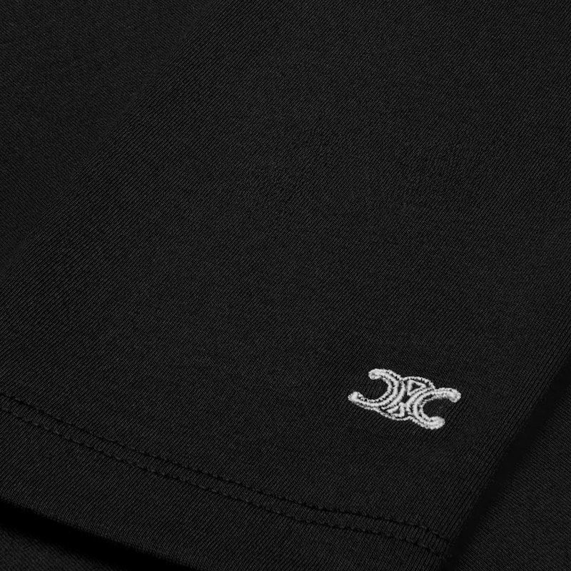 high neck top IN athletic cotton jersey - BLACK/OPTIC WHITE -  - 1 | CELINE