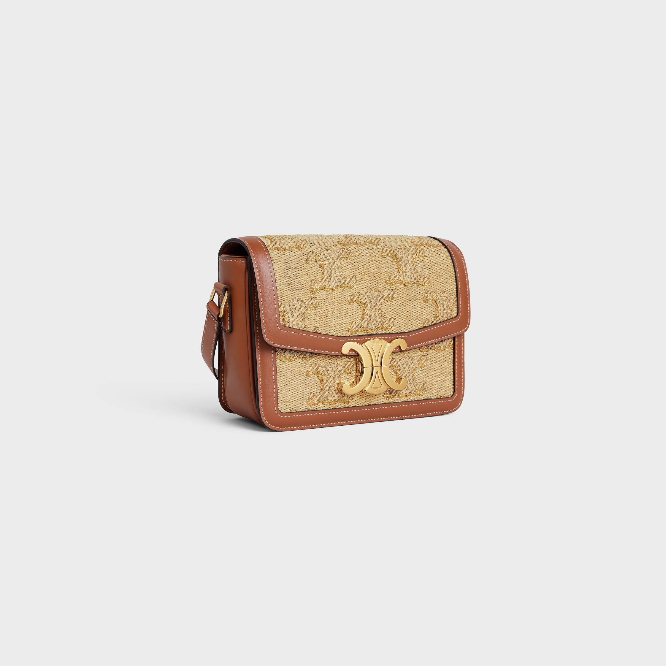 TEEN TRIOMPHE BAG in raffia effect textil with triomphe jacquard