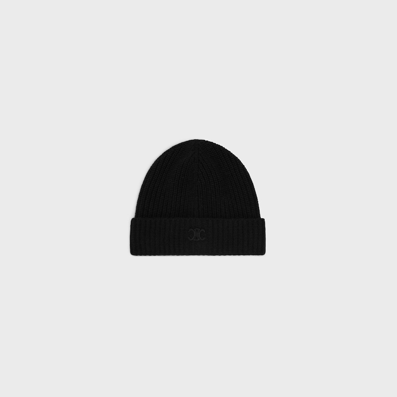 triomphe beanie IN Scottish Cashmere - BLACK -  - 1 | CELINE